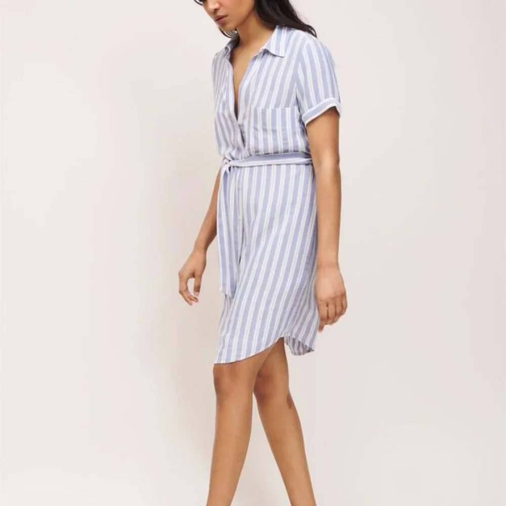 100% Rayon Shirt Dress stripe collared light so comfortable oversized Dynamite - Picture 2 of 16